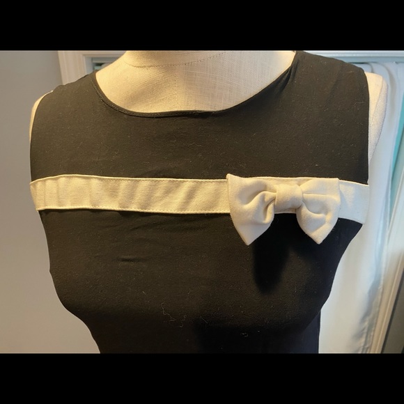 Little Black Dress with Cream Bow Detail M - Picture 2 of 3